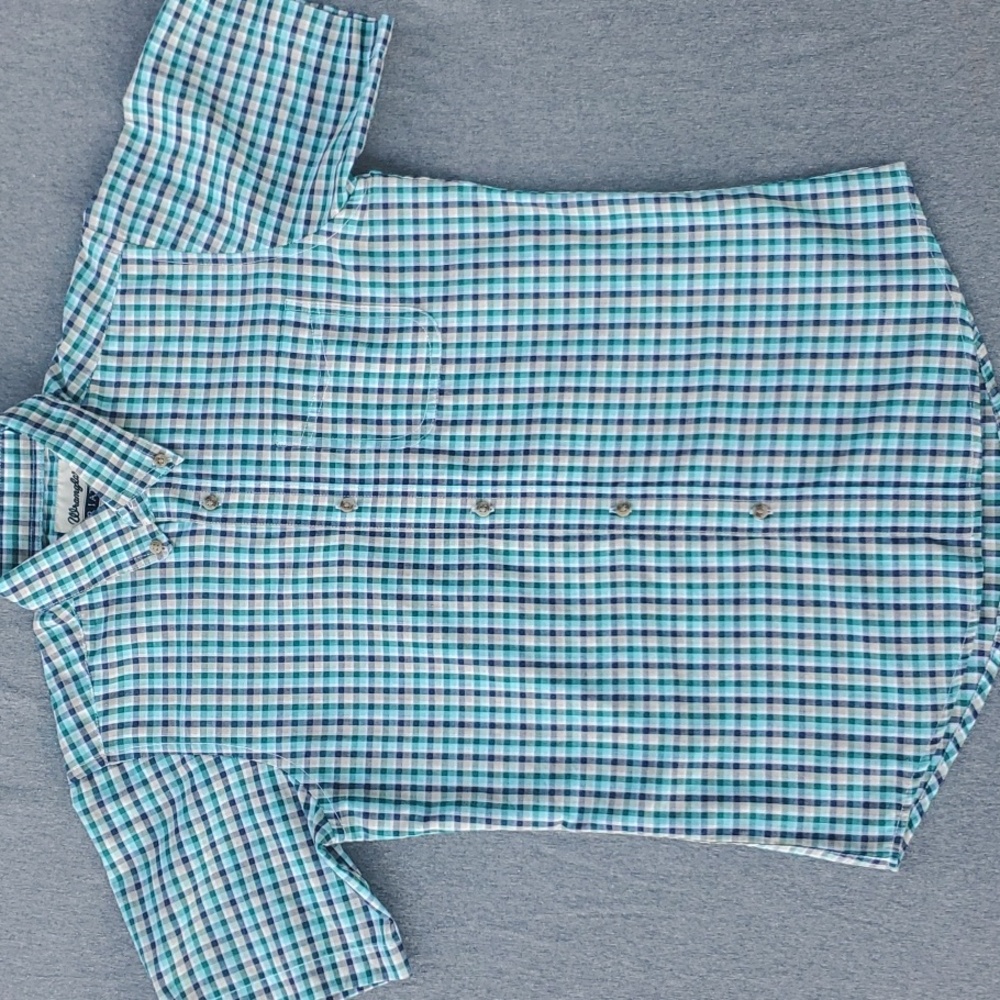 Boy's Wrangler Riata Western Short Sleeve Button Shirt Sz Lg